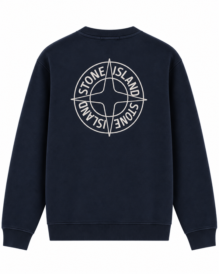 Stone Island Oversized-Fit Crewneck Sweatshirt with 'Outline Compass' Print Cotton Fleece