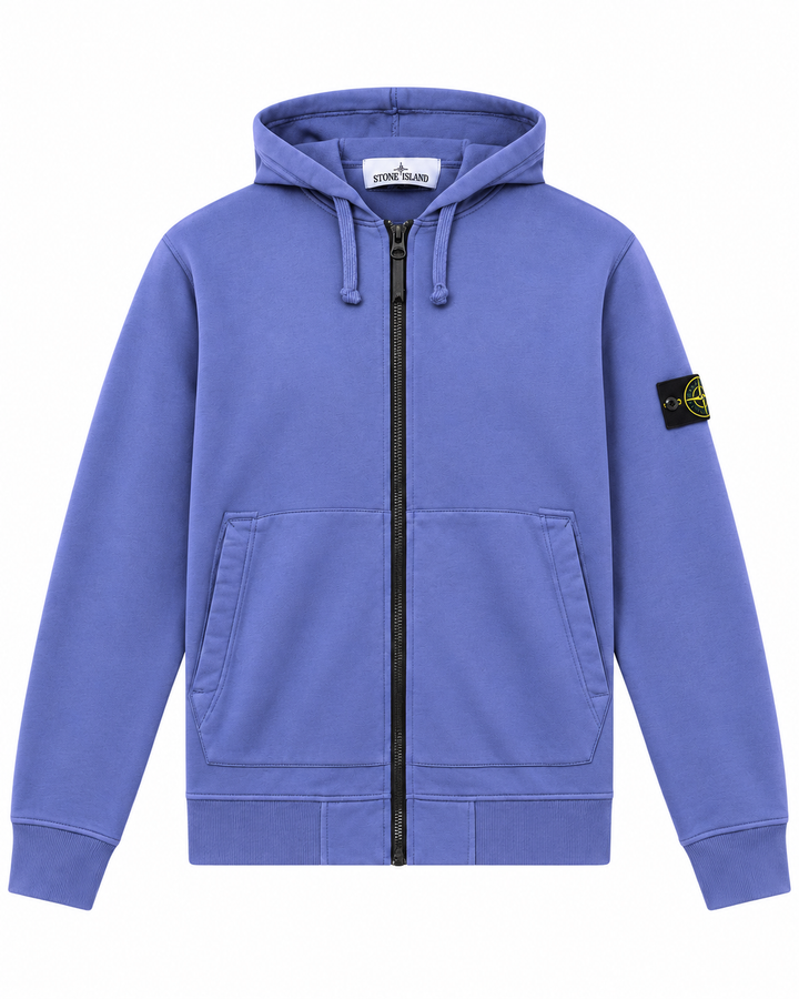 Stone Island Organic Cotton Fleece Full-Zip Hooded Sweatshirt