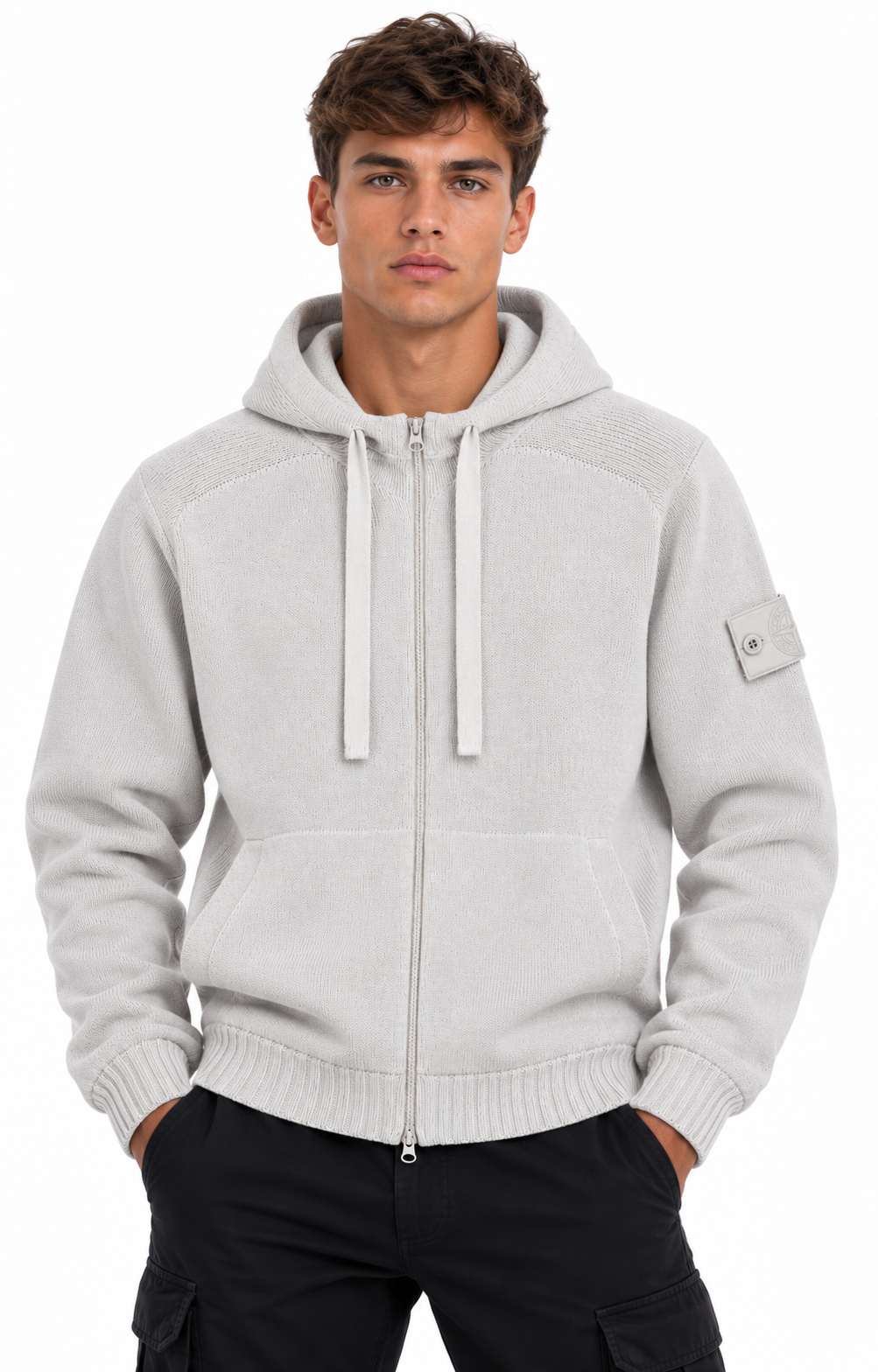 Stone Island Cashmere Ghost Loose fit Zip-Up Hooded Jumper