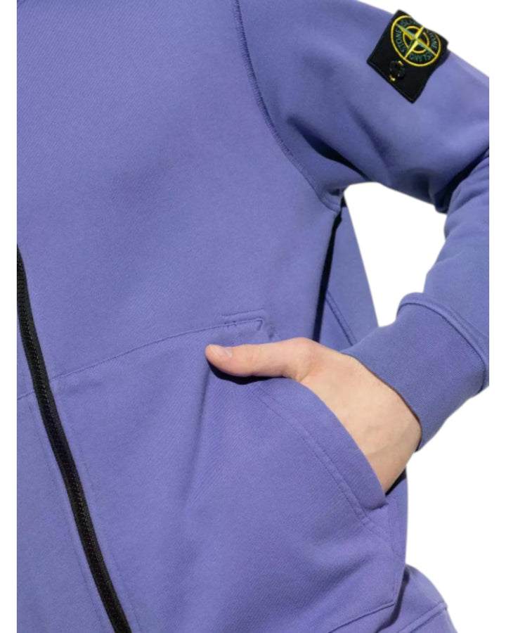 Stone Island Organic Cotton Fleece Full-Zip Hooded Sweatshirt