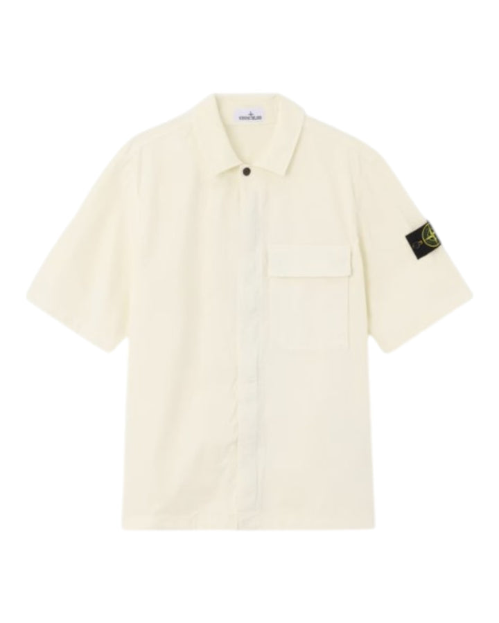 Stone Island Stretch Organic Cotton Twill Short Sleeve Shirt