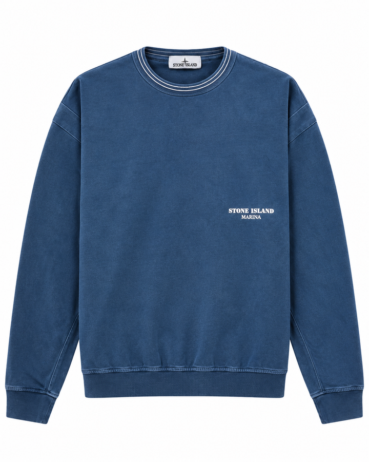 Stone Island Marina Overdyed Spellout Cotton Crewneck Jumper