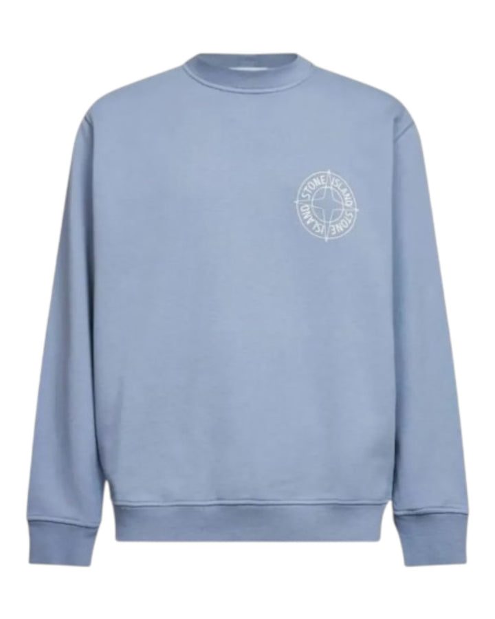 Stone Island Oversized-Fit Crewneck Sweatshirt with 'Outline Compass' Print Cotton Fleece