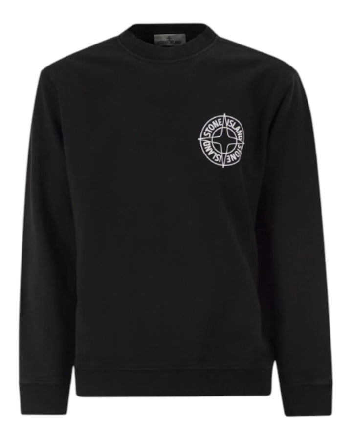 Stone Island Oversized-Fit Crewneck Sweatshirt with 'Outline Compass' Print Cotton Fleece