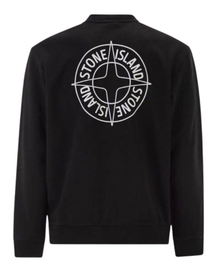Stone Island Oversized-Fit Crewneck Sweatshirt with 'Outline Compass' Print Cotton Fleece