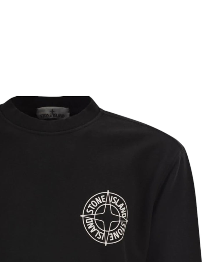 Stone Island Oversized-Fit Crewneck Sweatshirt with 'Outline Compass' Print Cotton Fleece