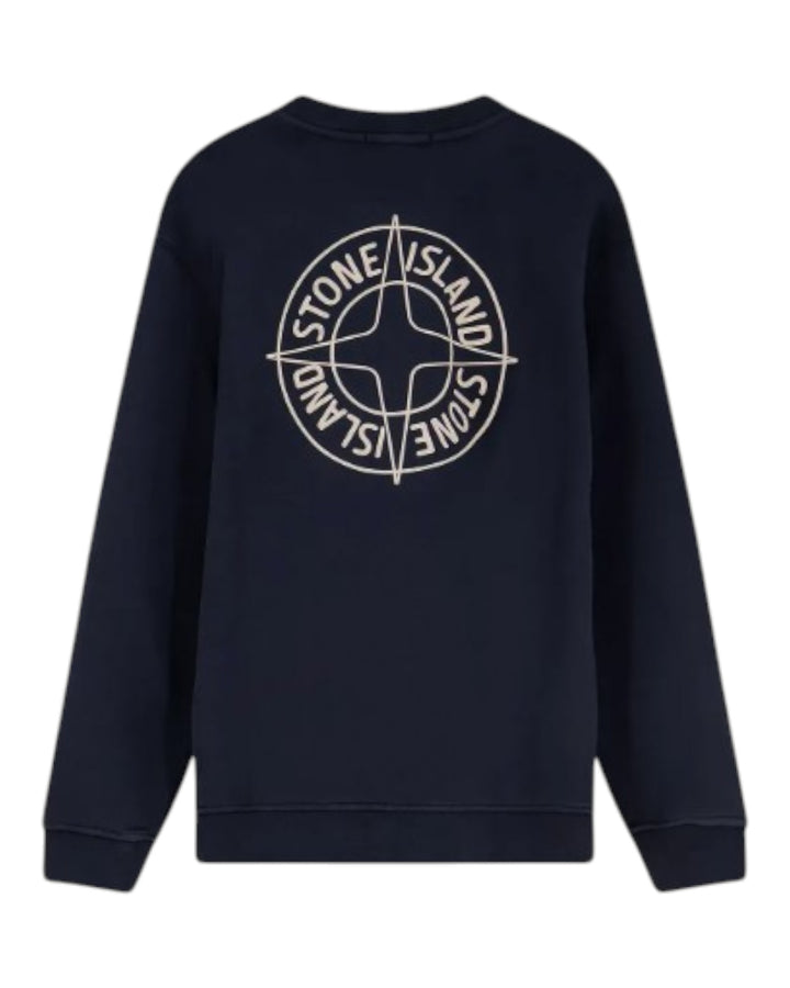 Stone Island Oversized-Fit Crewneck Sweatshirt with 'Outline Compass' Print Cotton Fleece