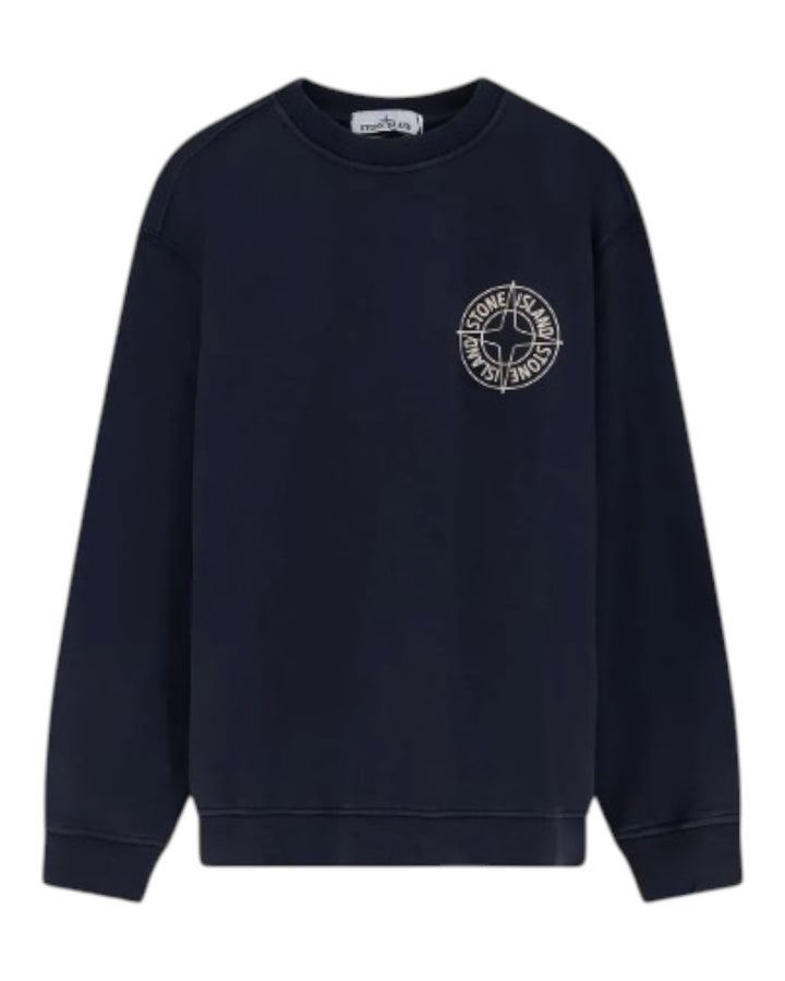 Stone Island Oversized-Fit Crewneck Sweatshirt with 'Outline Compass' Print Cotton Fleece