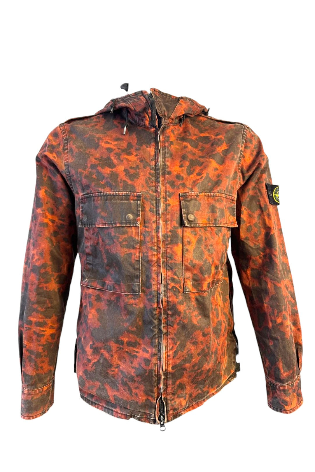 Stone Island Red Tortoise Shell Camo Hooded Jacket