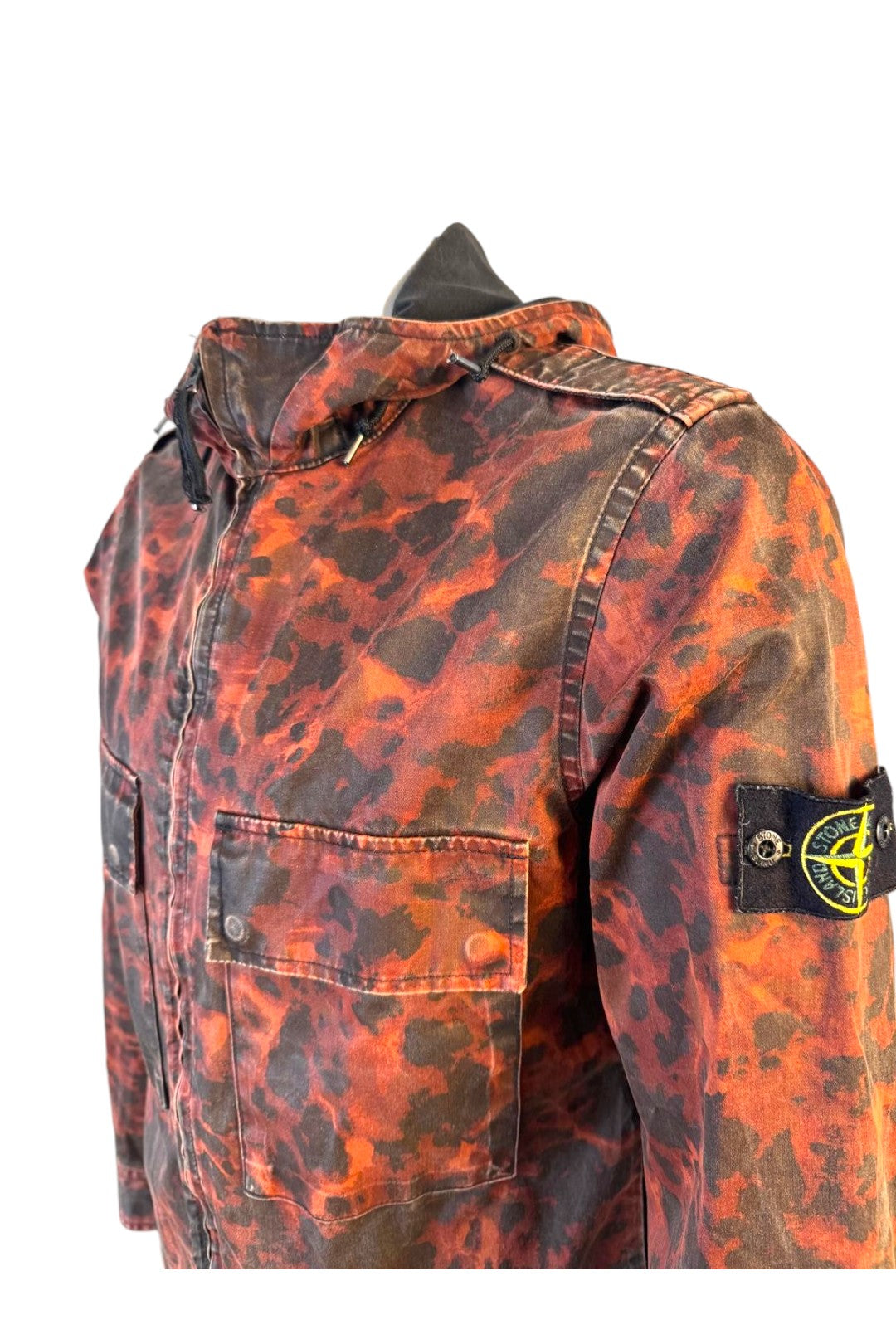 Stone Island Red Tortoise Shell Camo Hooded Jacket