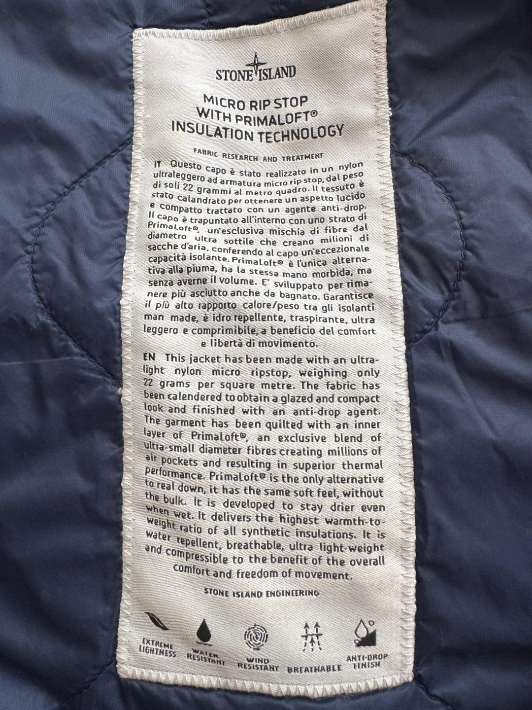 Stone Island Micro Rip Stop With Primaloft Insulation