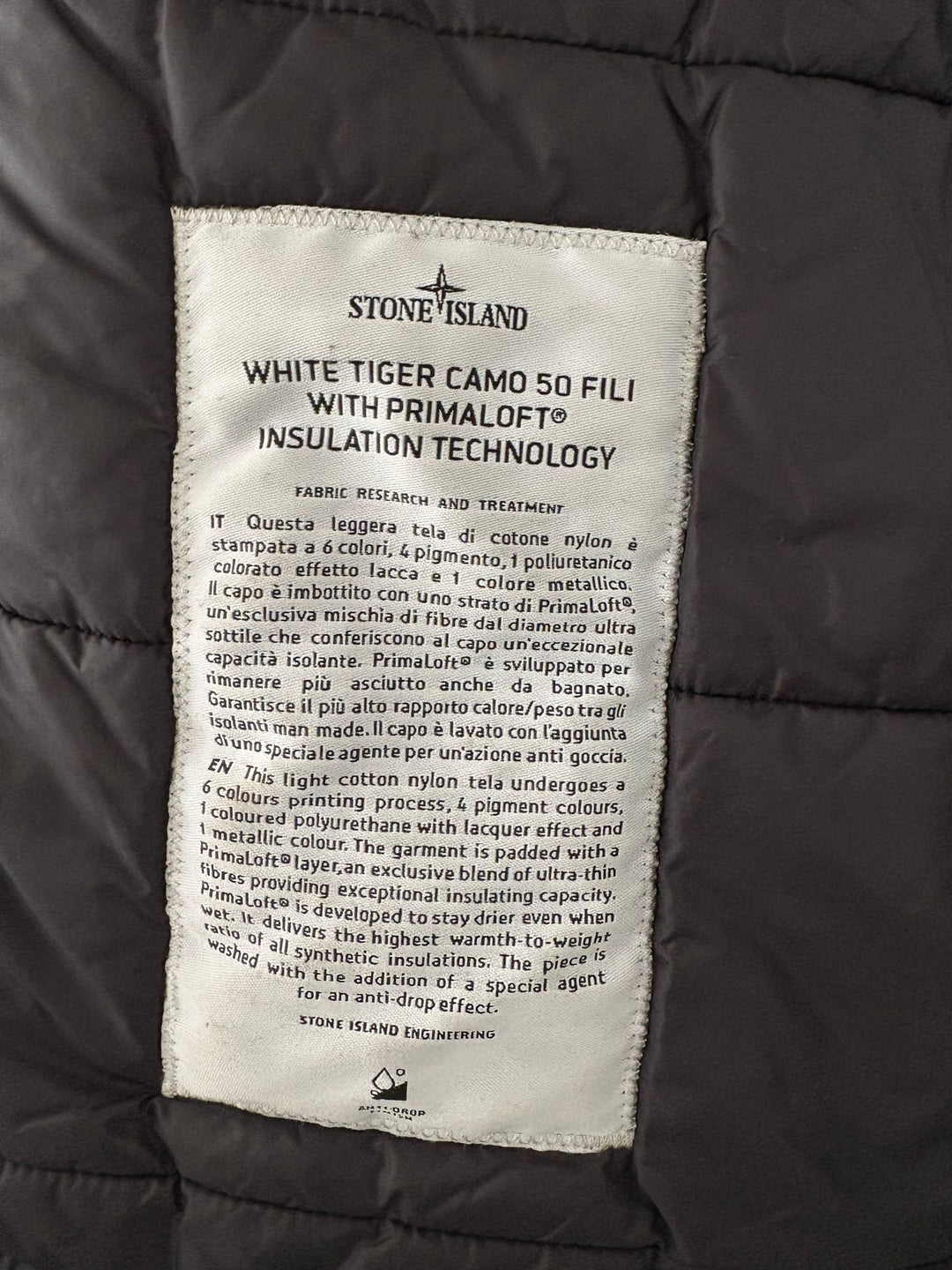 Stone Island White Tiger Camo 50 Fili with Primaloft Insulation