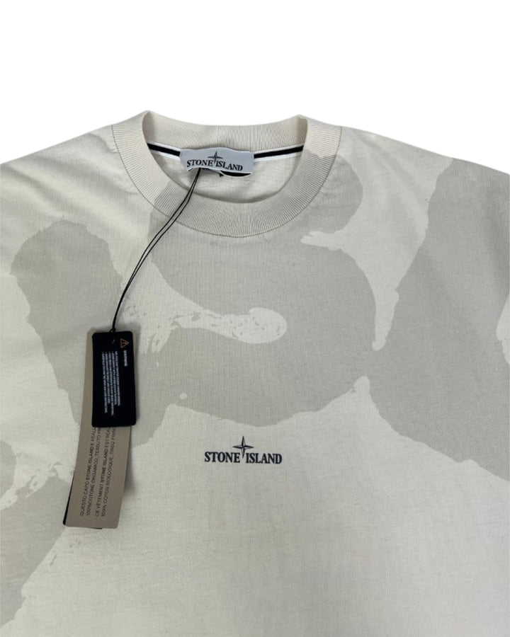 Stone Island Combed Organic Cotton Jersey ‘Whirlwind Type’ Print T-Shirt